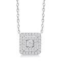 1/6 Ctw Double Halo Square Shape Petite Round Cut Diamond Fashion Pendant With Chain in 10K White Gold