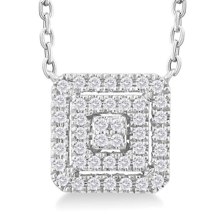 Whisper Meadow Princess Shape Petite Halo Diamond Fashion Pendant