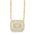 1/6 Ctw Double Halo Emerald Shape Petite Round Cut Diamond Fashion Pendant With Chain in 10K Yellow Gold