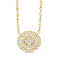 1/6 Ctw Double Halo Oval Shape Petite Round Cut Diamond Fashion Pendant With Chain in 10K Yellow Gold
