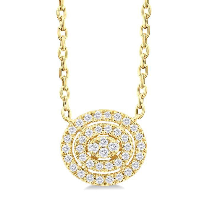 Oval Shape Petite Halo Diamond Fashion Pendant