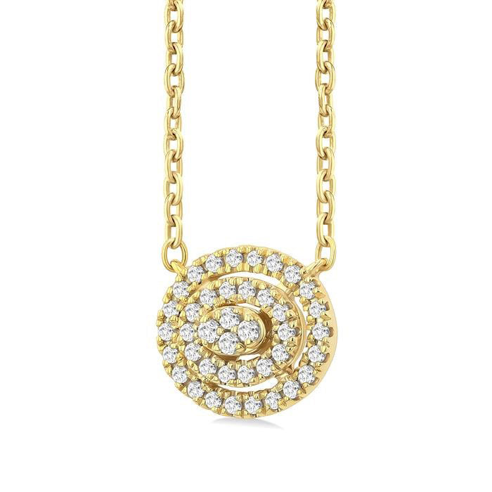 Oval Shape Petite Halo Diamond Fashion Pendant