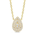 1/6 Ctw Double Halo Pear Shape Petite Round Cut Diamond Fashion Pendant With Chain in 10K Yellow Gold