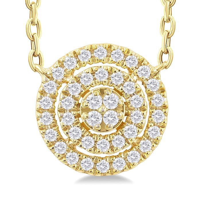 Raven Violet Round Shape Petite Halo Diamond Fashion Pendant