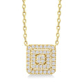 1/6 Ctw Double Halo Square Shape Petite Round Cut Diamond Fashion Pendant With Chain in 10K Yellow Gold