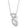 1/10 Ctw Cat Shape Petite Round Cut Diamond Fashion Pendant With Chain in 10K White Gold