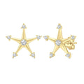 1/6 Ctw Round Cut Diamond Star Petite Earrings in 10K Yellow Gold
