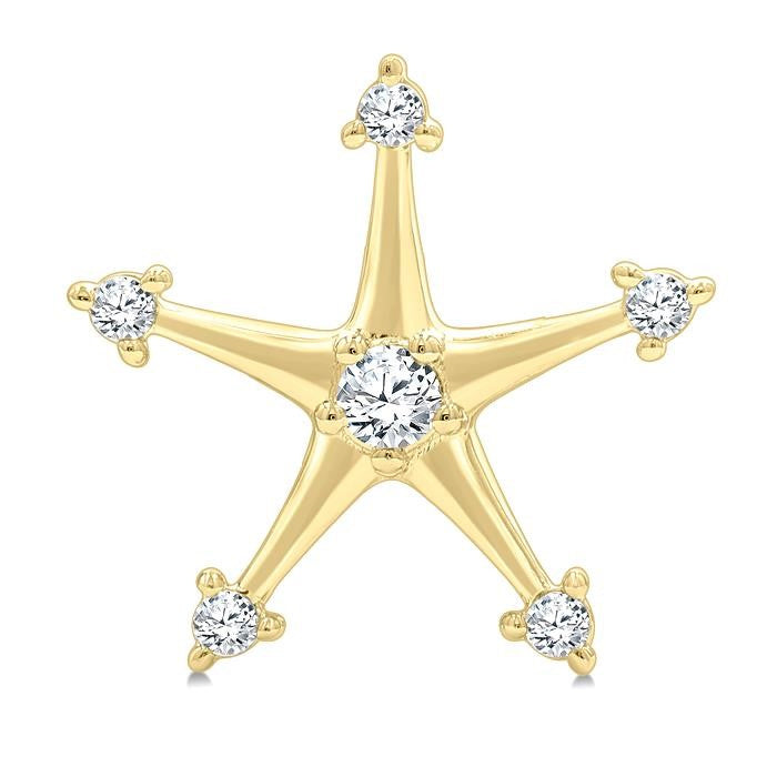 1/6 Ctw Round Cut Diamond Star Petite Earrings in 10K Yellow Gold