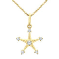 1/10 Ctw Star Round Cut Diamond Petite Fashion Pendant With Chain in 10K Yellow Gold