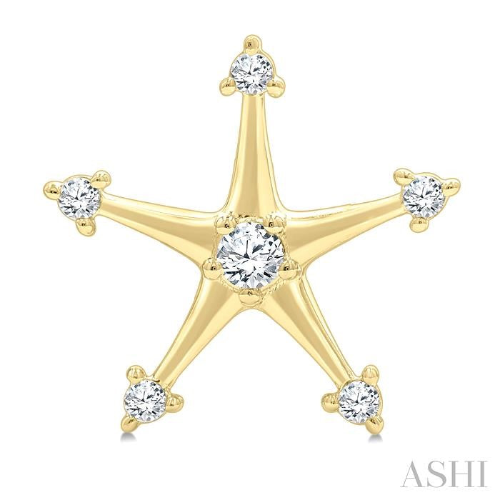 1/6 Ctw Round Cut Diamond Star Petite Earrings in 10K Yellow Gold