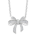 1/6 Ctw Bow Round Cut Diamond Petite Fashion Pendant With Chain in 10K White Gold