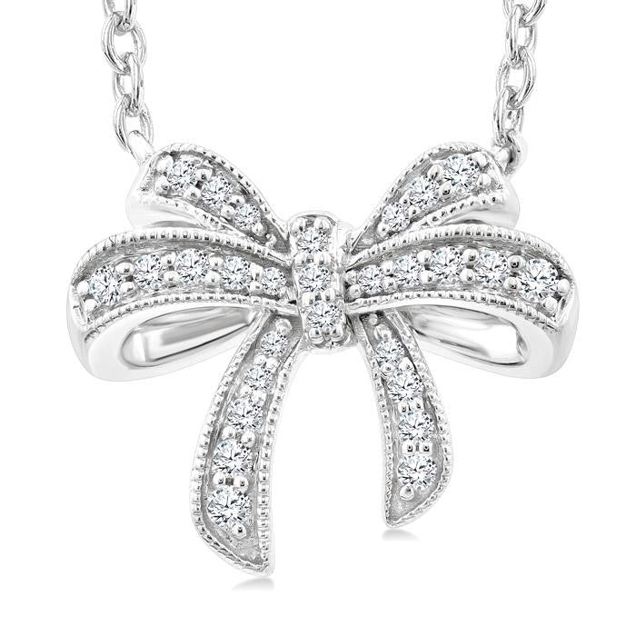 Oleander Horizon Bow Petite Diamond Fashion Pendant