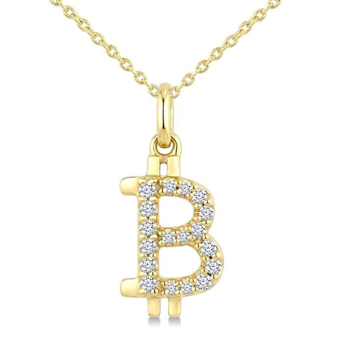 1/6 Ctw Round Cut Diamond Pirouette Bitcoin Fashion Pendant With Chain in 10K Yellow Gold