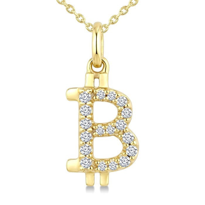 1/6 Ctw Round Cut Diamond Pirouette Bitcoin Fashion Pendant With Chain in 10K Yellow Gold