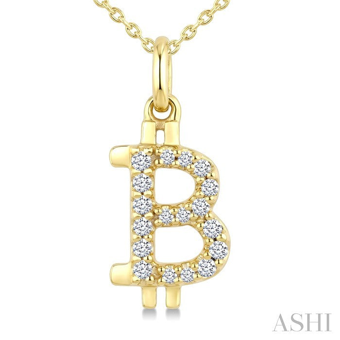 1/6 Ctw Round Cut Diamond Pirouette Bitcoin Fashion Pendant With Chain in 10K Yellow Gold
