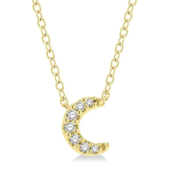1/20 Ctw Crescent Round Cut Diamond Petite Fashion Pendant With Chain in 14K Yellow Gold