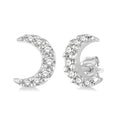 1/10 Ctw Crescent Moon Round Cut Diamond Petite Fashion Earrings in 10K White Gold