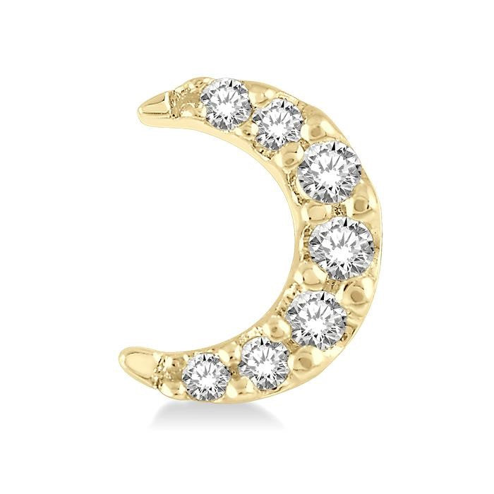 1/10 Ctw Crescent Moon Round Cut Diamond Petite Fashion Earrings in 10K Yellow Gold