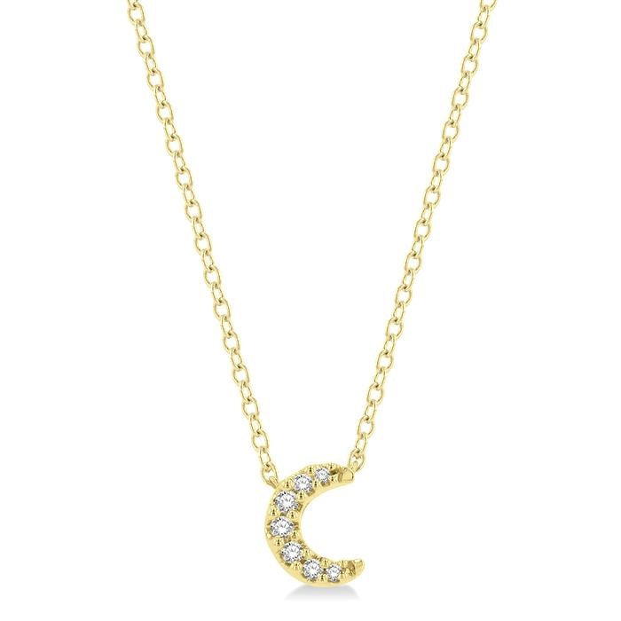 1/20 Ctw Crescent Round Cut Diamond Petite Fashion Pendant With Chain in 10K Yellow Gold