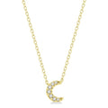 1/20 Ctw Crescent Round Cut Diamond Petite Fashion Pendant With Chain in 10K Yellow Gold