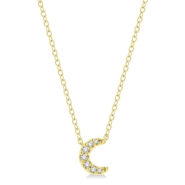 1/20 Ctw Crescent Round Cut Diamond Petite Fashion Pendant With Chain in 10K Yellow Gold