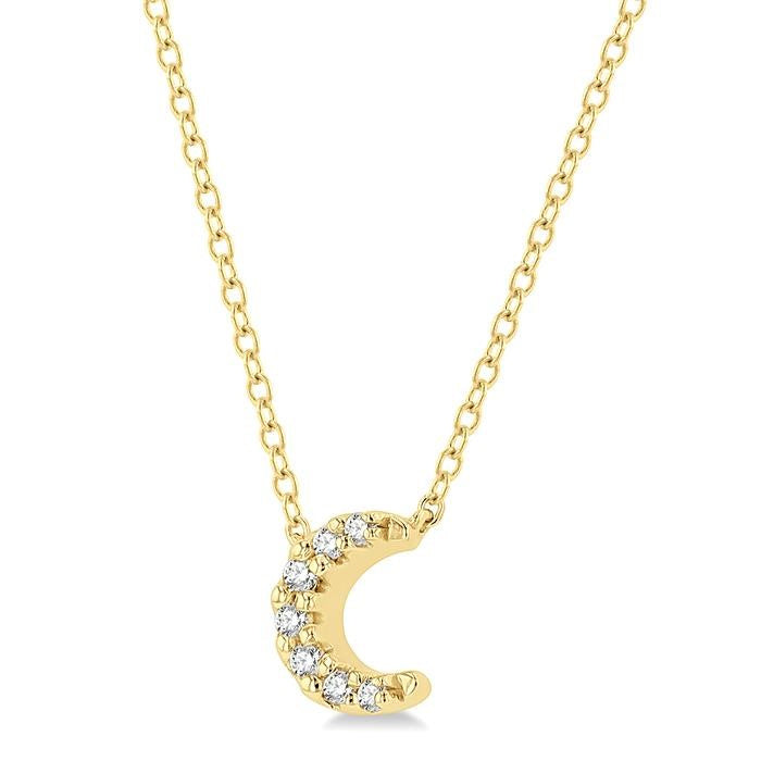 1/20 Ctw Crescent Round Cut Diamond Petite Fashion Pendant With Chain in 10K Yellow Gold