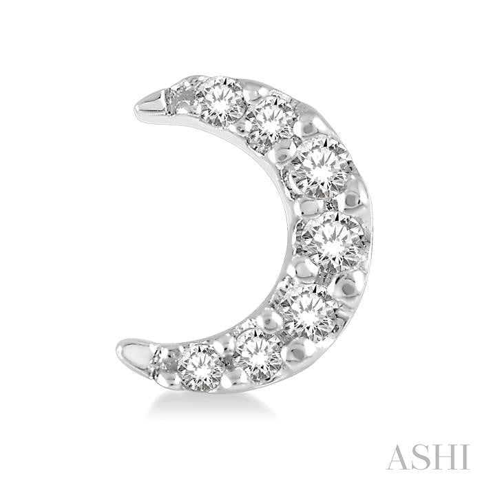 1/10 Ctw Crescent Moon Round Cut Diamond Petite Fashion Earrings in 14K White Gold