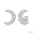 1/10 Ctw Crescent Moon Round Cut Diamond Petite Fashion Earrings in 10K White Gold