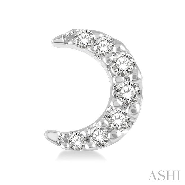1/10 Ctw Crescent Moon Round Cut Diamond Petite Fashion Earrings in 10K White Gold