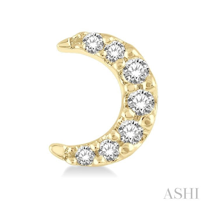 1/10 Ctw Crescent Moon Round Cut Diamond Petite Fashion Earrings in 10K Yellow Gold