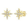 1/10 Ctw Star Round Cut Diamond Petite Earrings in 10K Yellow Gold