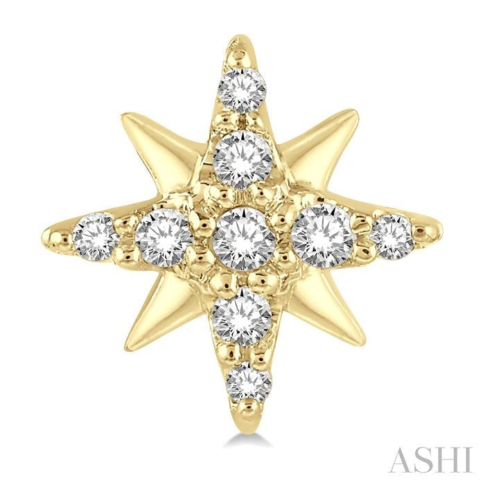 1/10 Ctw Star Round Cut Diamond Petite Earrings in 10K Yellow Gold