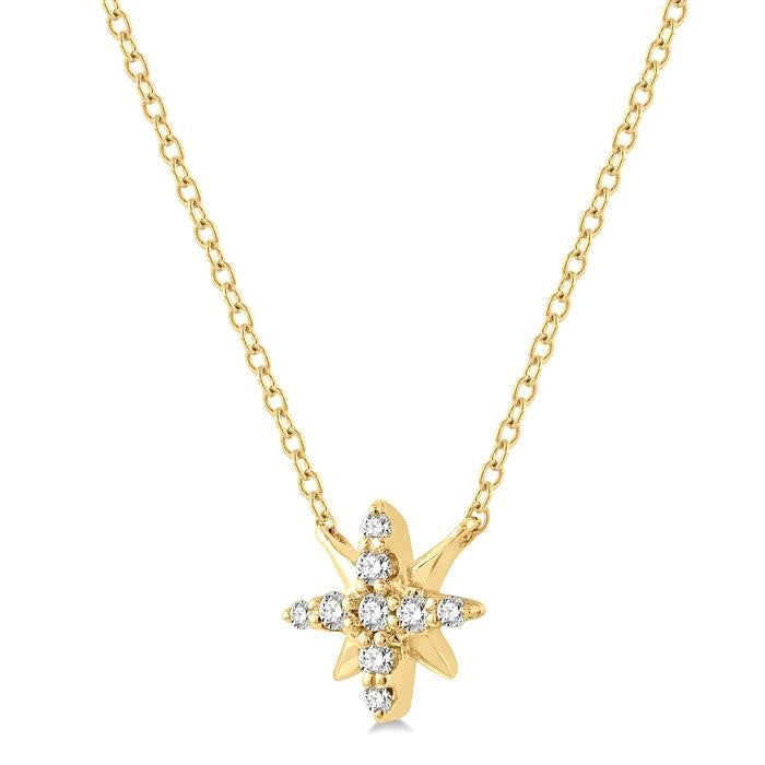 1/10 Ctw Star Round Cut Diamond Petite Fashion Pendant With Chain in 10K Yellow Gold