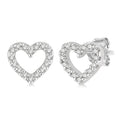 1/10 Ctw Heart Cutout Round Cut Diamond Petite Fashion Earrings in 10K White Gold