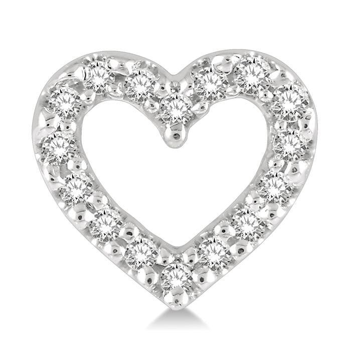 1/10 Ctw Heart Cutout Round Cut Diamond Petite Fashion Earrings in 10K White Gold