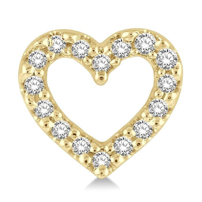 1/10 Ctw Heart Cutout Round Cut Diamond Petite Fashion Earrings in 10K Yellow Gold