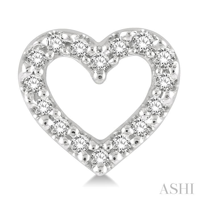1/10 Ctw Heart Cutout Round Cut Diamond Petite Fashion Earrings in 10K White Gold