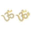 1/6 Ctw Religious 'OM' Symbol Round Cut Diamond Petite Fashion Stud Earrings in 10K Yellow Gold