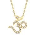 1/6 Ctw 'OM' Symbol Petite Round Cut Diamond Fashion Pendant With Chain in 10K Yellow Gold