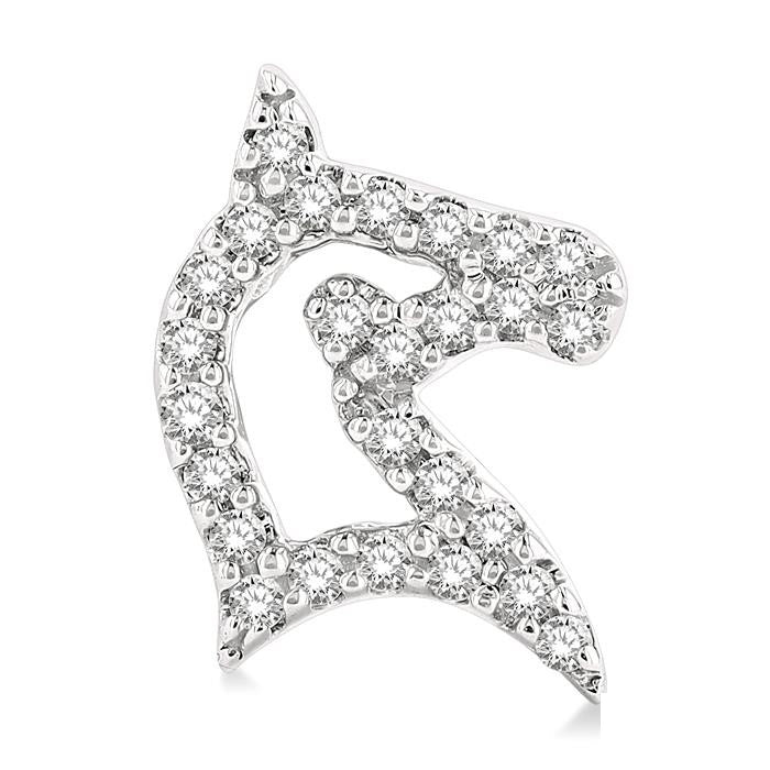 1/6 Ctw Petite Horse Head Round Cut Diamond Fashion Stud Earrings in 10K White Gold