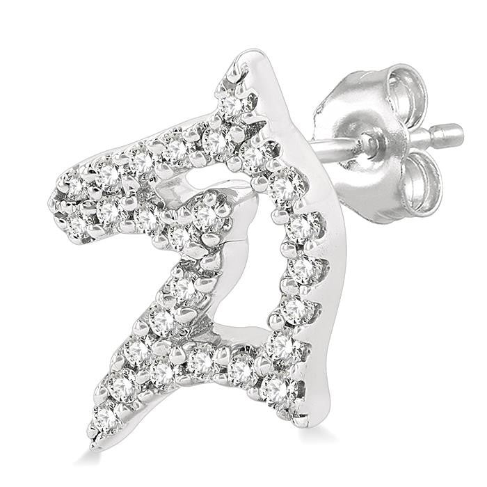 1/6 Ctw Petite Horse Head Round Cut Diamond Fashion Stud Earrings in 10K White Gold