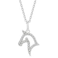 1/10 Ctw Horse Head Petite Round Cut Diamond Fashion Pendant With Chain in 10K White Gold
