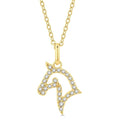 1/10 Ctw Horse Head Petite Round Cut Diamond Fashion Pendant With Chain in 10K Yellow Gold
