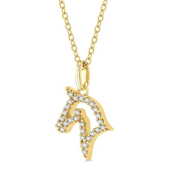 Equindra Diamond Horse Pendant in 10K Yellow Gold