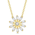 1/6 Ctw Petite Wheel Baguette and Round Cut Diamond Fashion Pendant With Chain in 10K Yellow Gold