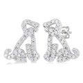 1/5 Ctw Petite Seated Dog Round Cut Diamond Fashion Stud Earrings in 10K White Gold
