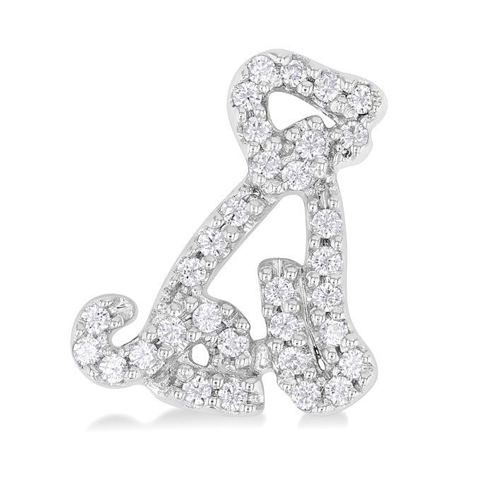 1/5 Ctw Petite Seated Dog Round Cut Diamond Fashion Stud Earrings in 10K White Gold