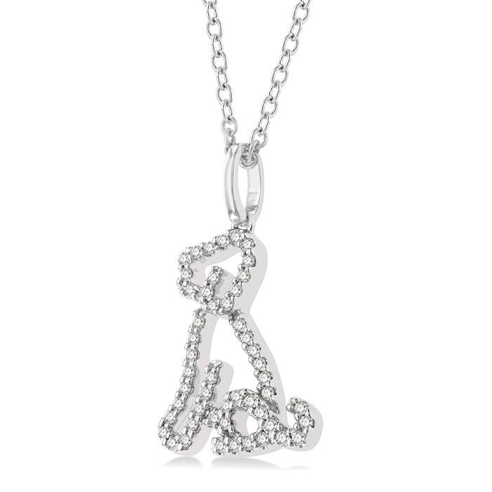 1/6 Ctw Petite Sitting Dog Round Cut Diamond Fashion Pendant With Chain in 10K White Gold