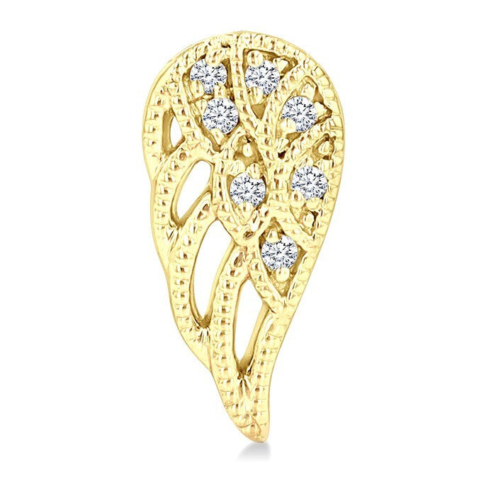 1/20 Ctw Petite Angel Wings Round Cut Diamond Fashion Stud Earrings in 10K Yellow Gold