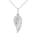 1/20 Ctw Petite Angel Wing Round Cut Diamond Fashion Pendant With Chain in 10K White Gold